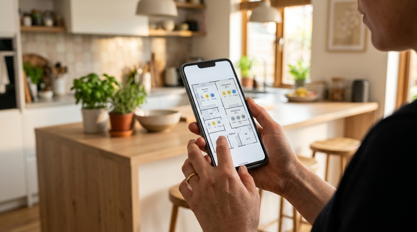 LOXONE app controlling multiple home zones from one screen