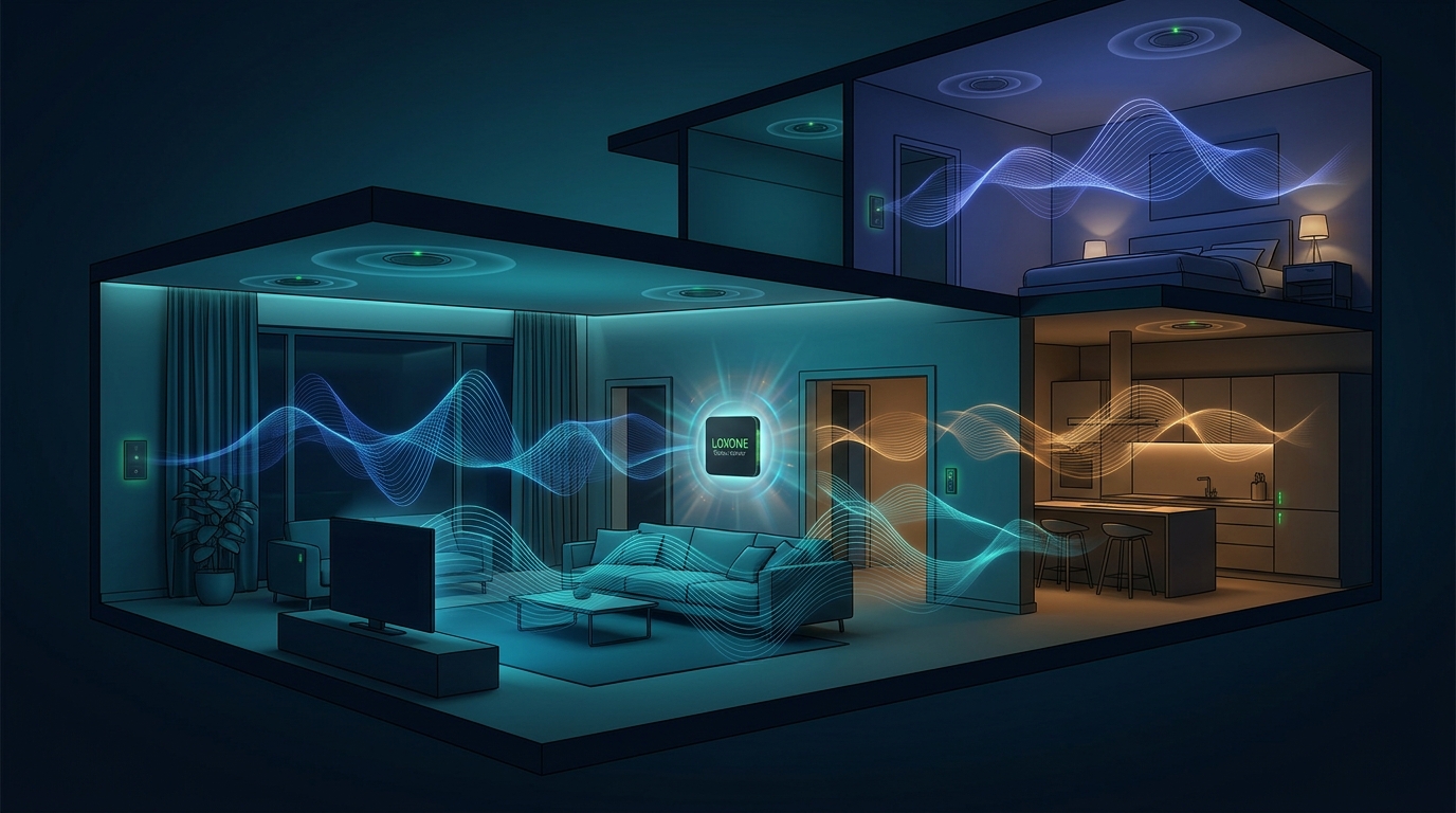 Whole-Home Audio in Houston: Sonos vs Built-In Speakers vs LOXONE